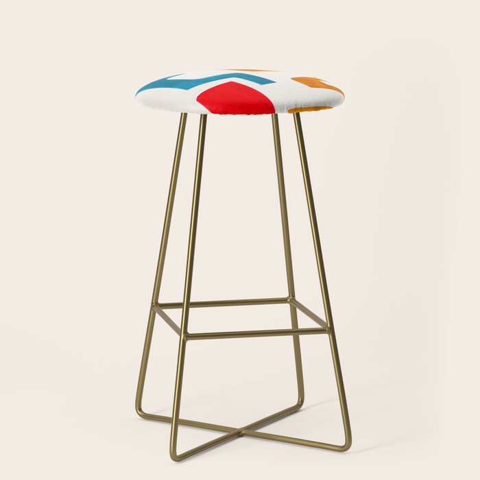 Falling Down' Paper Collage Fun Colorful Shapes Mid Century Minimal Abstract Art by Ejaaz Haniff Stool