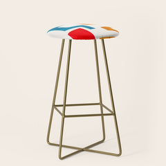 Falling Down' Paper Collage Fun Colorful Shapes Mid Century Minimal Abstract Art by Ejaaz Haniff Stool