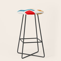 Falling Down' Paper Collage Fun Colorful Shapes Mid Century Minimal Abstract Art by Ejaaz Haniff Stool