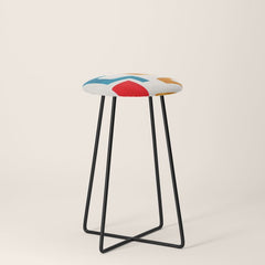Falling Down' Paper Collage Fun Colorful Shapes Mid Century Minimal Abstract Art by Ejaaz Haniff Stool