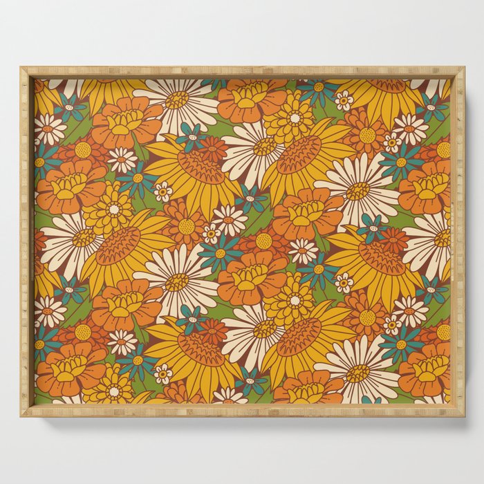 70s Retro Floral Serving Tray