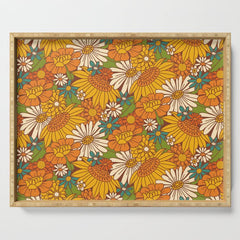 70s Retro Floral Serving Tray