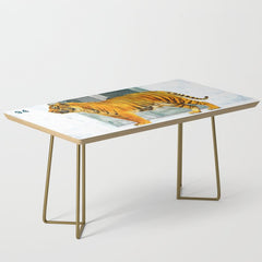 94 Tropical, Greece Architecture Buildings Tiger Wild Cat Watercolor Palm Travel Bohemian Painting Coffee Table