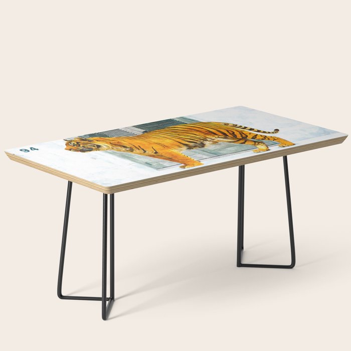 94 Tropical, Greece Architecture Buildings Tiger Wild Cat Watercolor Palm Travel Bohemian Painting Coffee Table