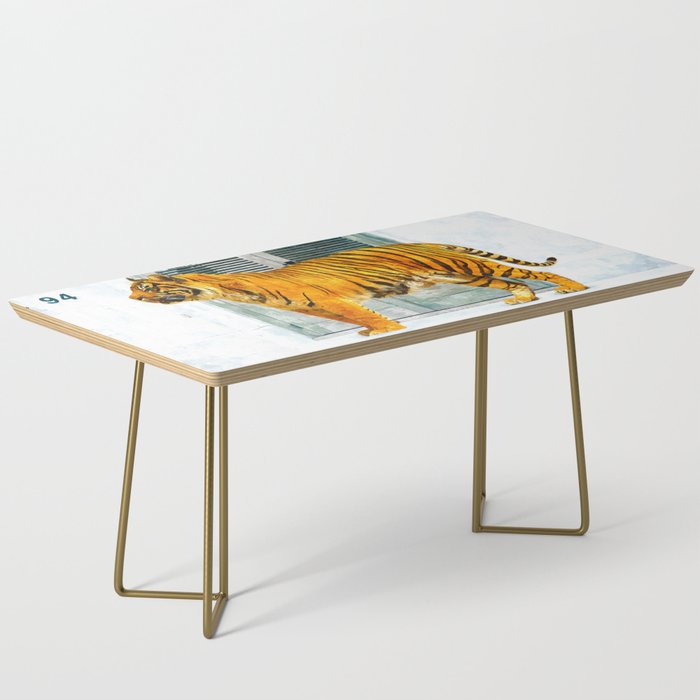94 Tropical, Greece Architecture Buildings Tiger Wild Cat Watercolor Palm Travel Bohemian Painting Coffee Table