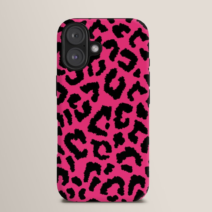 2000s leopard-black on hot pink iPhone Case