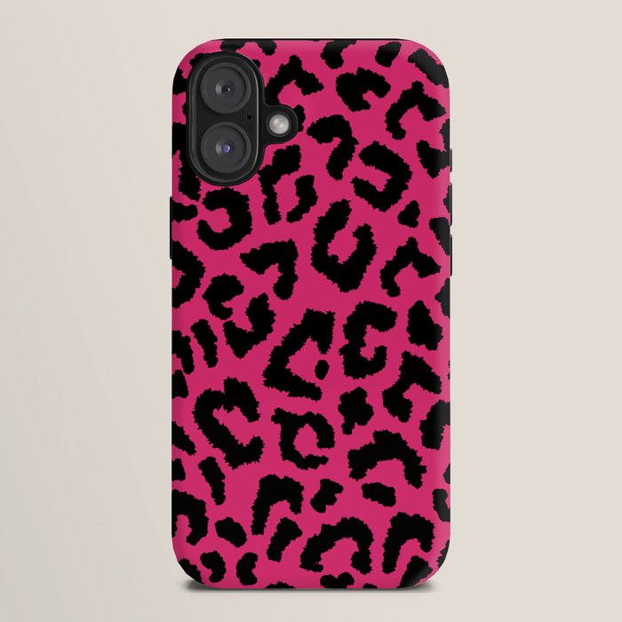 2000s leopard-black on hot pink iPhone Case