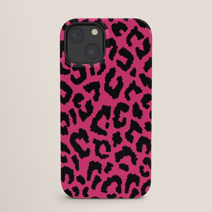 2000s leopard-black on hot pink iPhone Case