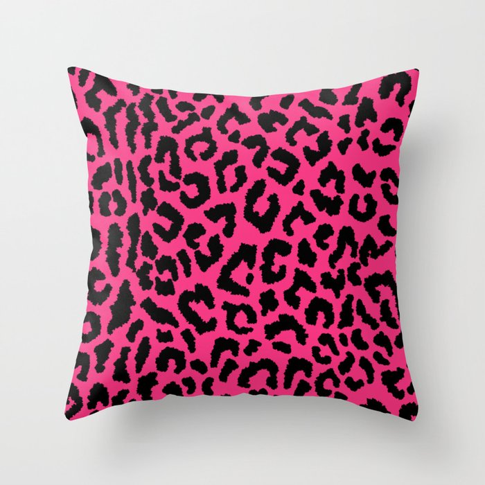 2000s leopard-black on hot pink Throw Pillow