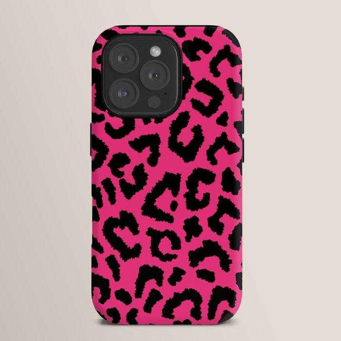 2000s leopard-black on hot pink iPhone Case