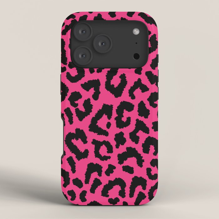 2000s leopard-black on hot pink iPhone Case