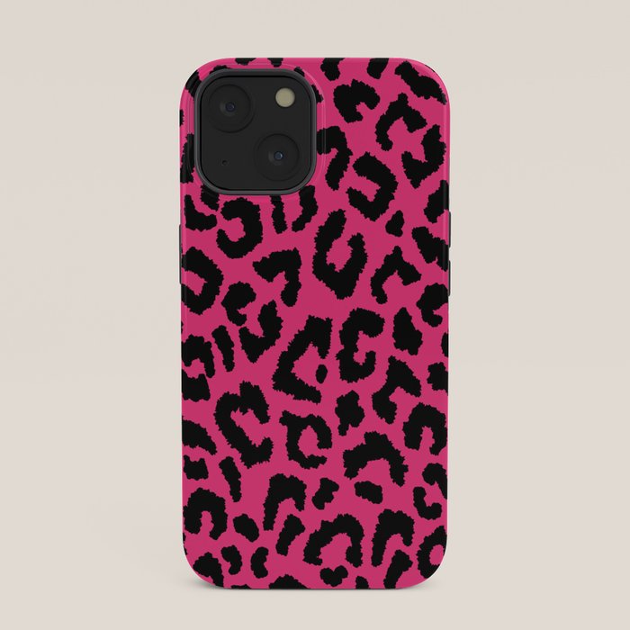 2000s leopard-black on hot pink iPhone Case