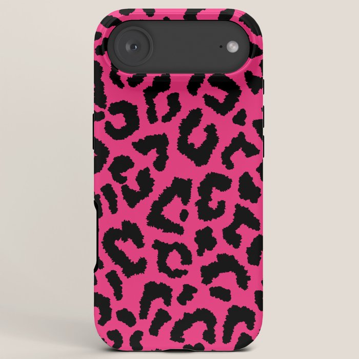 2000s leopard-black on hot pink iPhone Case