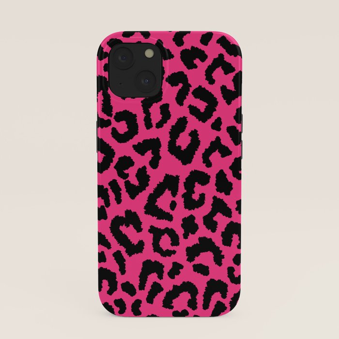 2000s leopard-black on hot pink iPhone Case