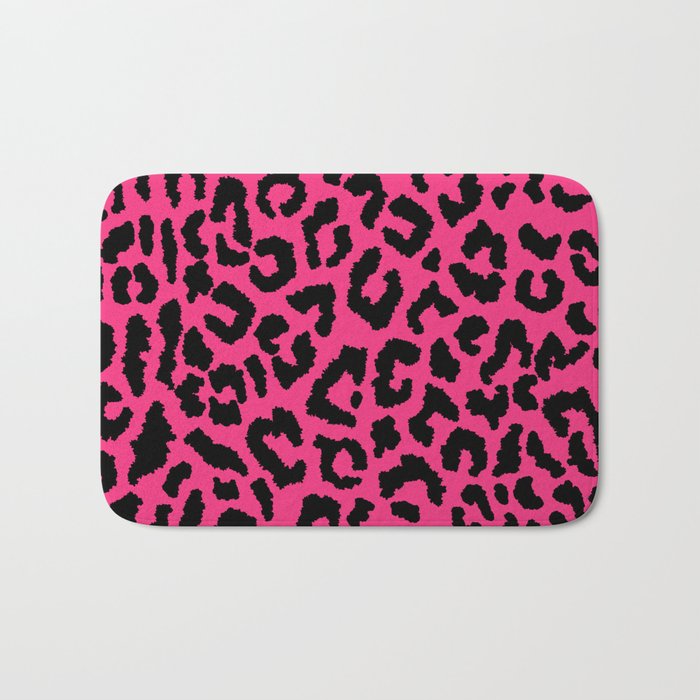 2000s leopard-black on hot pink Bath Mat