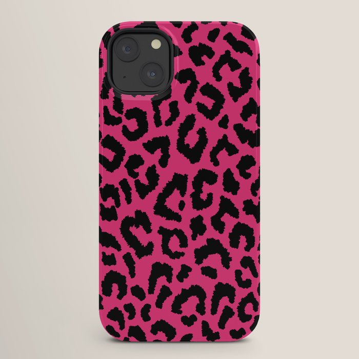 2000s leopard-black on hot pink iPhone Case