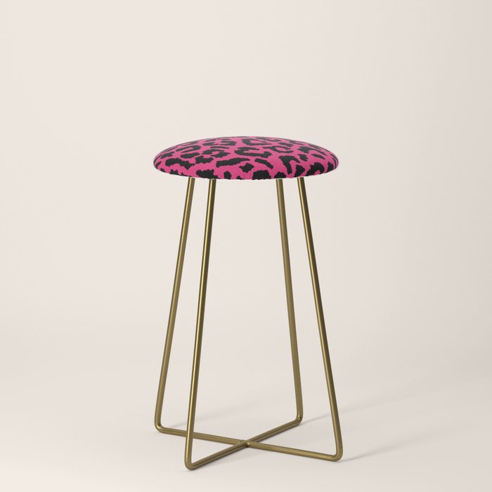 2000s leopard-black on hot pink Stool