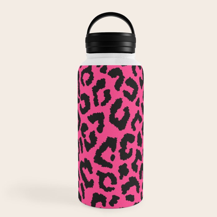 2000s leopard-black on hot pink Water Bottle