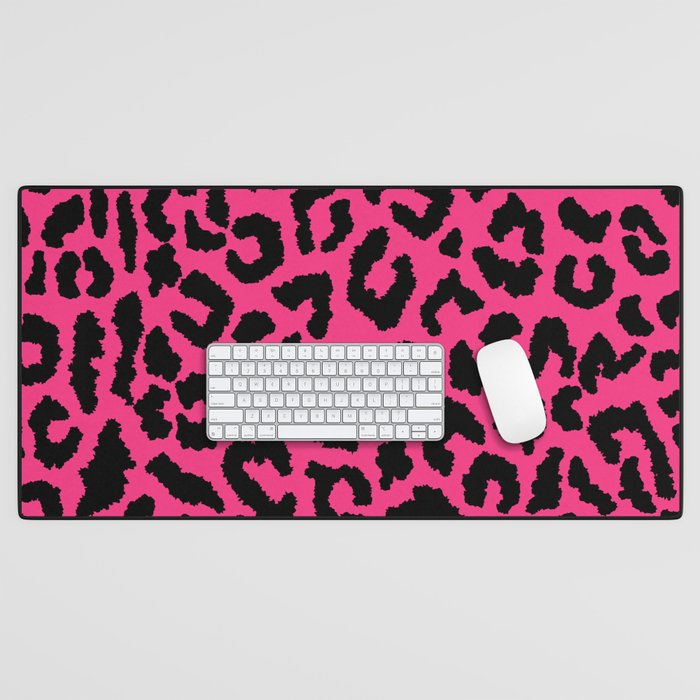 2000s leopard-black on hot pink Desk Mat