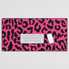2000s leopard-black on hot pink Desk Mat