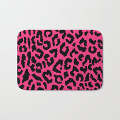 2000s leopard-black on hot pink Bath Mat