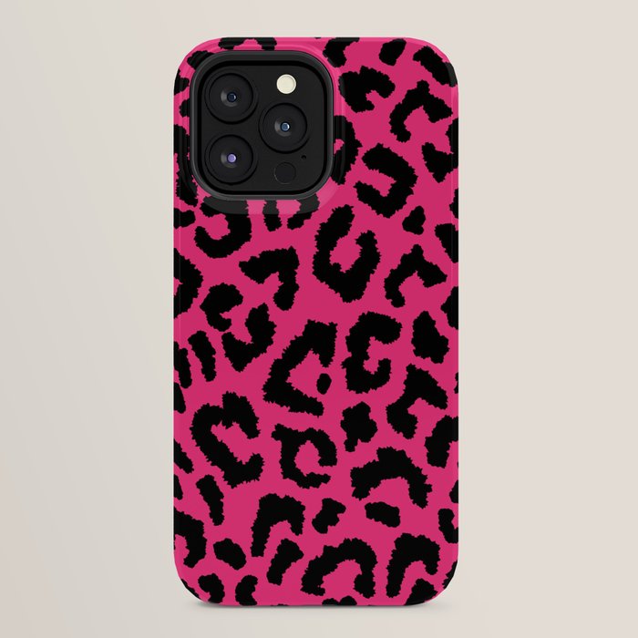 2000s leopard-black on hot pink iPhone Case
