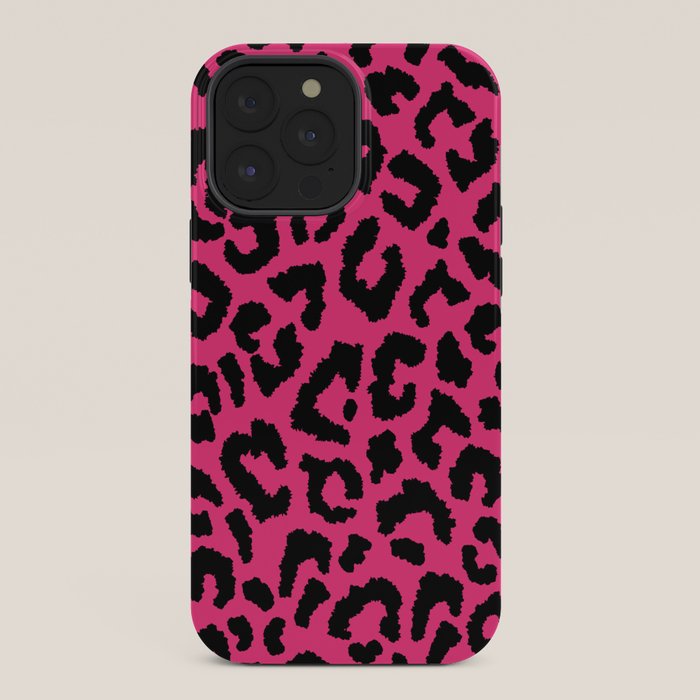 2000s leopard-black on hot pink iPhone Case