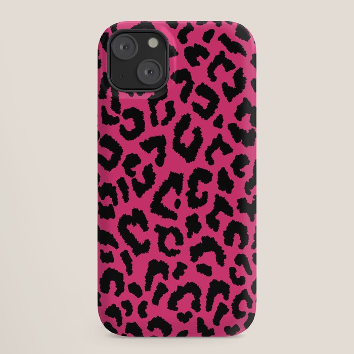 2000s leopard-black on hot pink iPhone Case