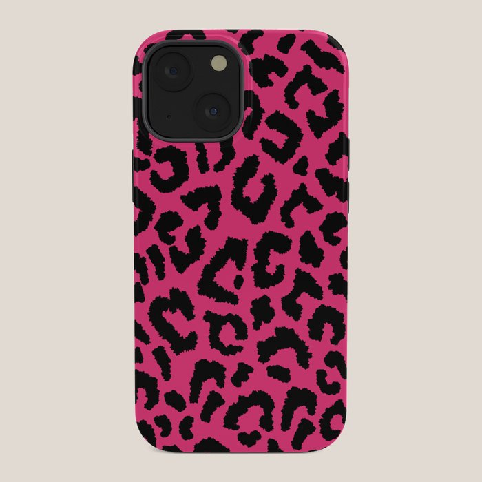 2000s leopard-black on hot pink iPhone Case