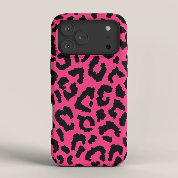 2000s leopard-black on hot pink iPhone Case