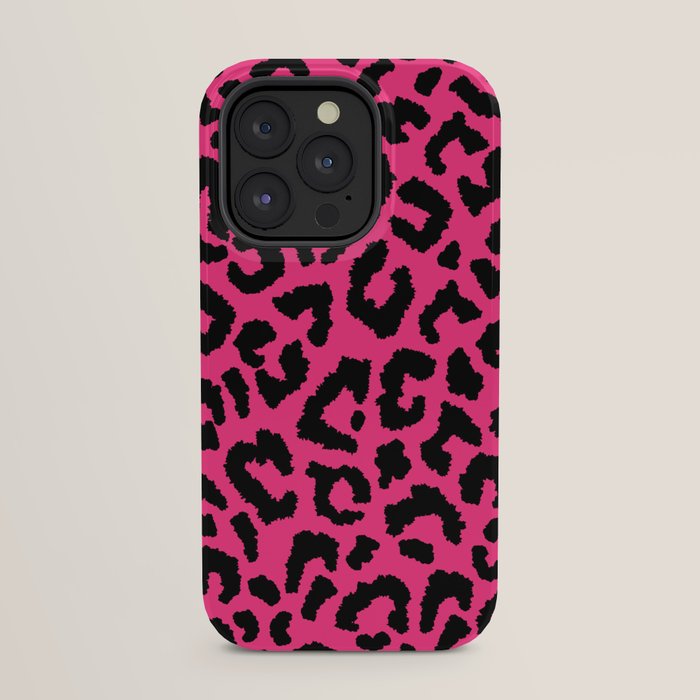 2000s leopard-black on hot pink iPhone Case