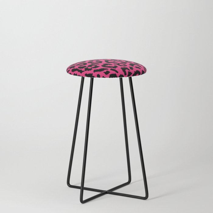 2000s leopard-black on hot pink Stool