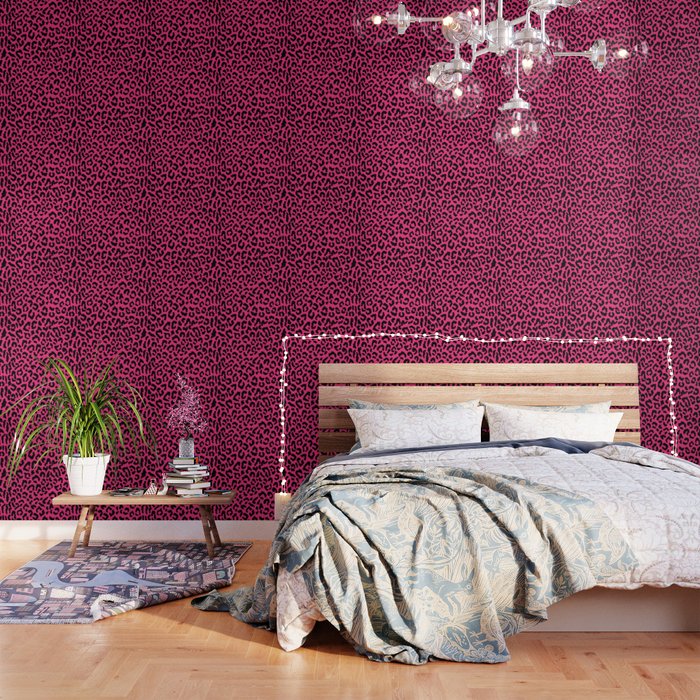 2000s leopard-black on hot pink Wallpaper