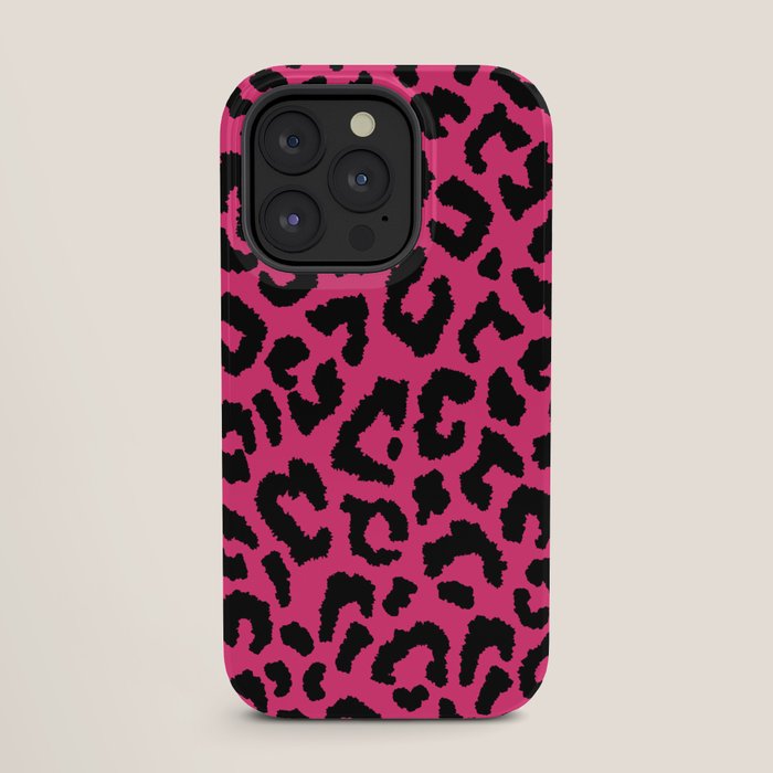 2000s leopard-black on hot pink iPhone Case