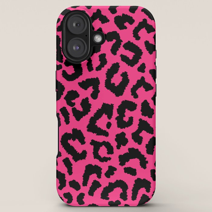 2000s leopard-black on hot pink iPhone Case