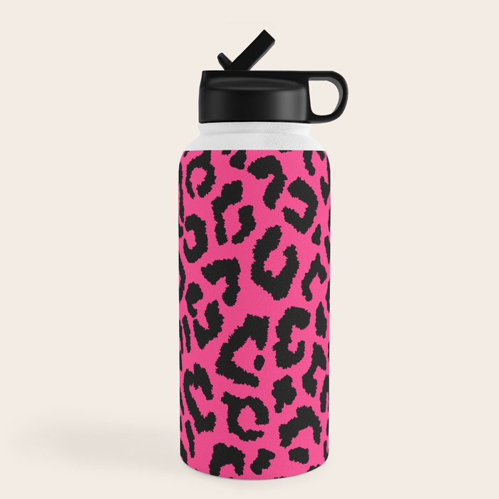 2000s leopard-black on hot pink Water Bottle