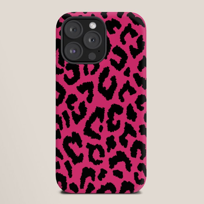 2000s leopard-black on hot pink iPhone Case