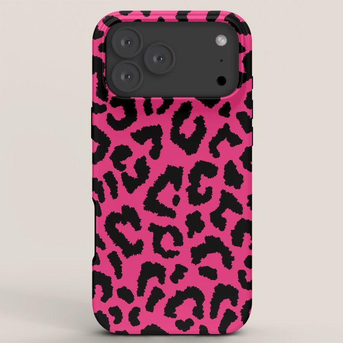 2000s leopard-black on hot pink iPhone Case