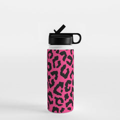 2000s leopard-black on hot pink Water Bottle