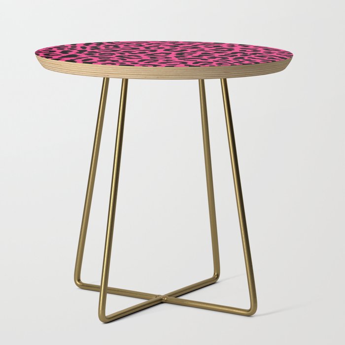 2000s leopard-black on hot pink Side Table