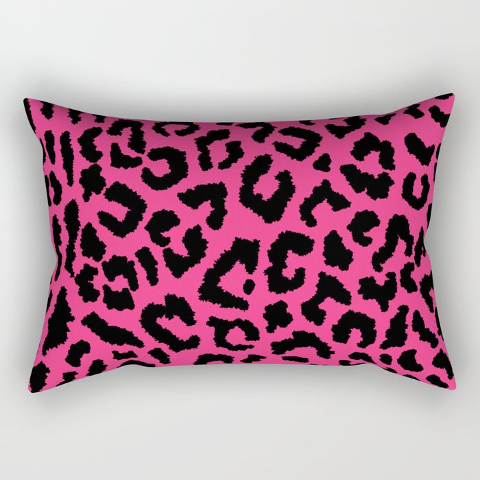 2000s leopard-black on hot pink Rectangular Pillow