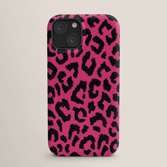 2000s leopard-black on hot pink iPhone Case