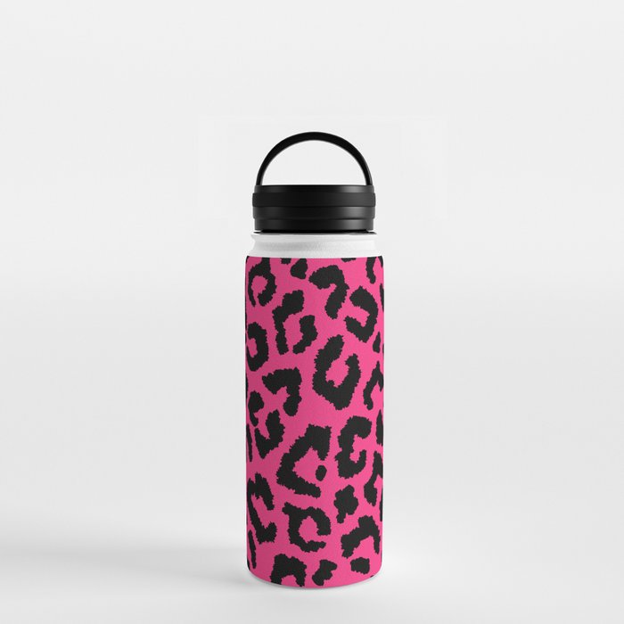 2000s leopard-black on hot pink Water Bottle
