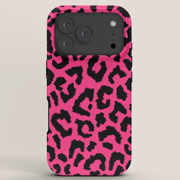 2000s leopard-black on hot pink iPhone Case