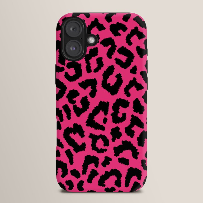 2000s leopard-black on hot pink iPhone Case