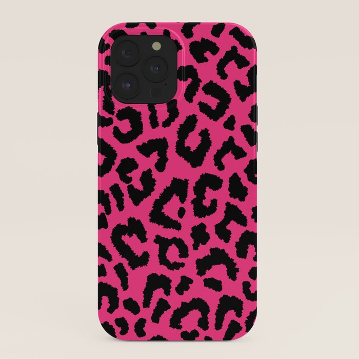 2000s leopard-black on hot pink iPhone Case