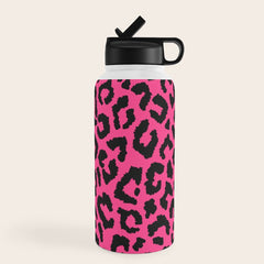 2000s leopard-black on hot pink Water Bottle