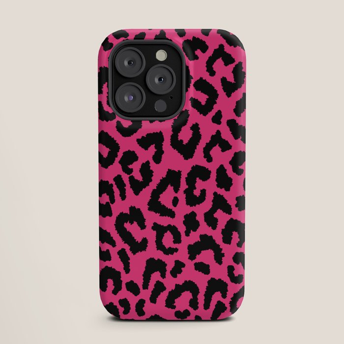 2000s leopard-black on hot pink iPhone Case
