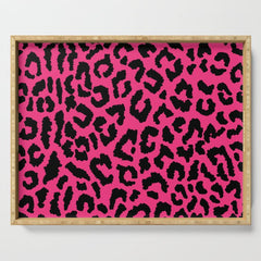 2000s leopard-black on hot pink Serving Tray