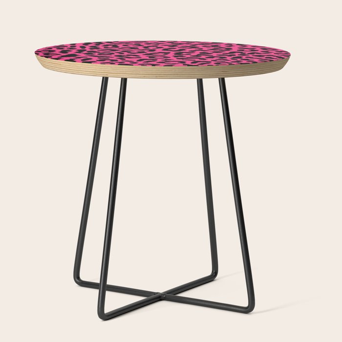 2000s leopard-black on hot pink Side Table